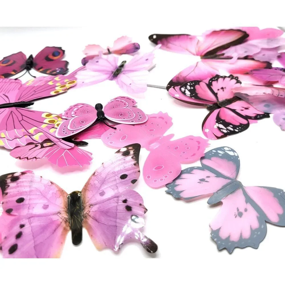 Lot of 90 3D Craft Butterflies 2in+ 13 Blue 19 Pink 22 Orange 11 Purple 25 Green